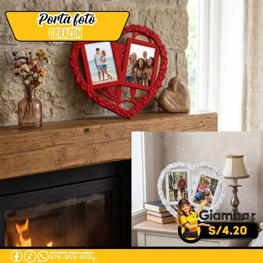 380026 PORTAFOTO CORAZON ROJO