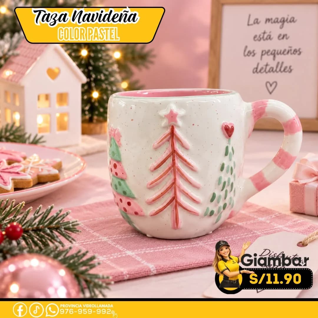 GB-226 TAZA CON ADORNO DE ARBOL COLOR PASTEL