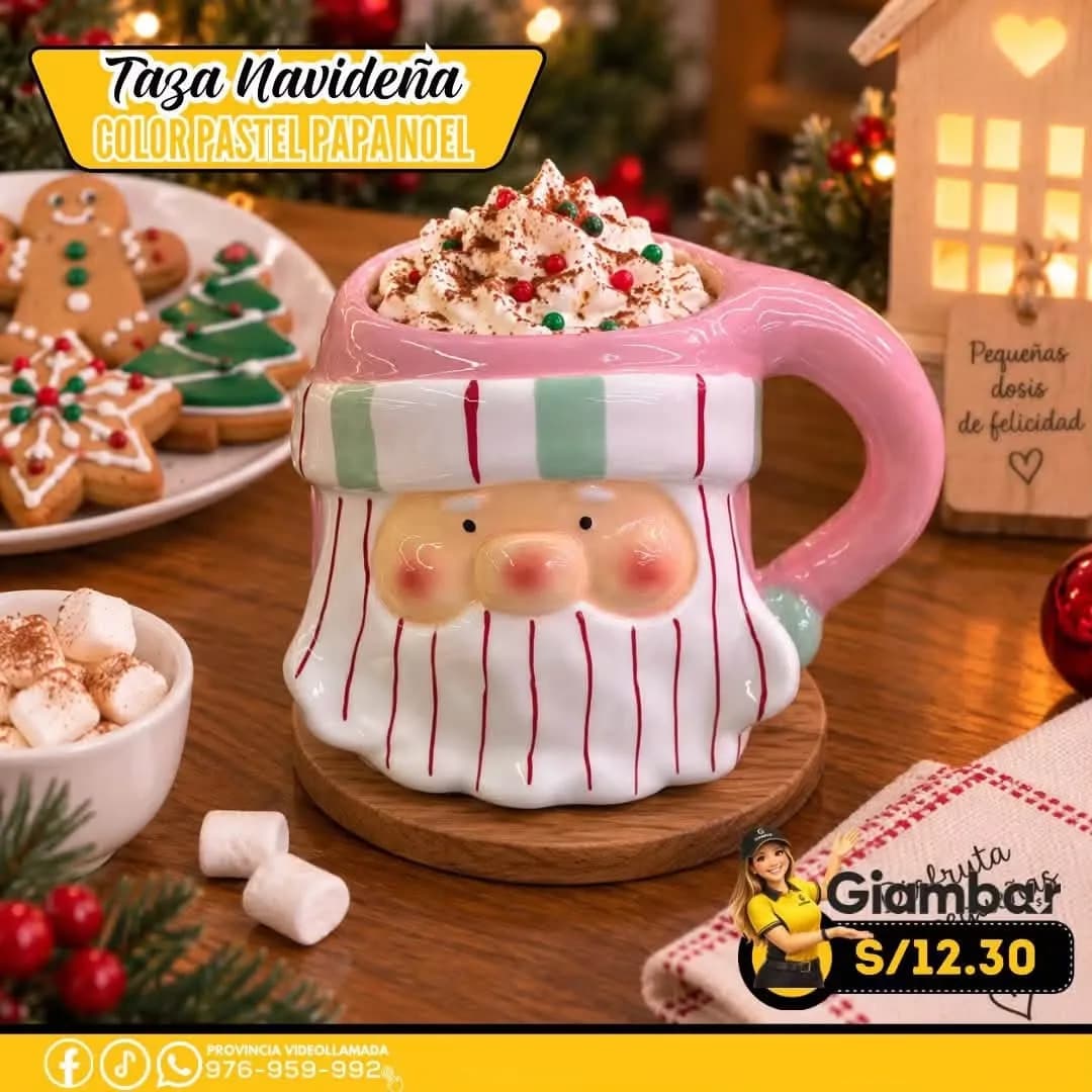 GB-253 RECIPIENTE EN FORMA DE PAPA NOEL CON BARBA PASTEL