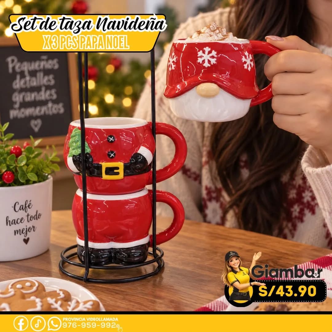GB-154 SET 3 PCS NAVIDEÑOS DE PAPA NOEL