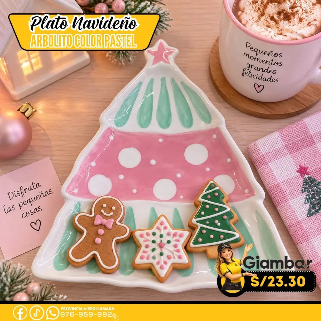 GB-205 PLATO EN FORMA DE ARBOL DE NAVIDAD COLOR PASTEL