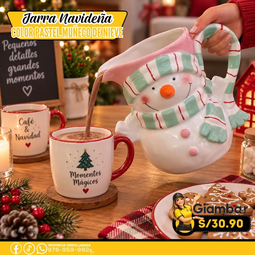 GB-252 JARRA CON FORMA DE MUÑECO DE NIEVE COLOR PASTEL