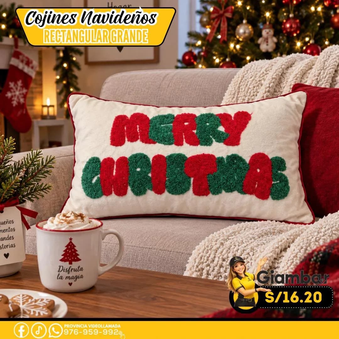 GB-118 COJIN BLANCO CON DISEÑOS NAVIDEÑOS