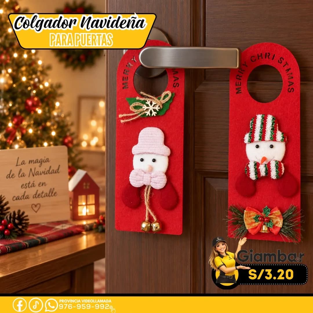 GB-361 COLGANTE NAVIDEÑO DE PUERTA PAPA NOEL