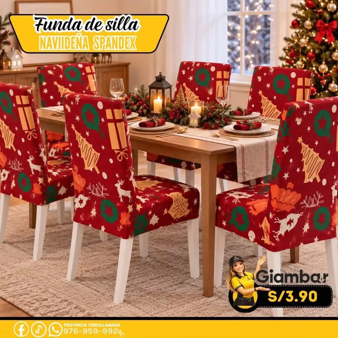 GB-347 FUNDA DE SILLA ROJO NAVIDEÑO