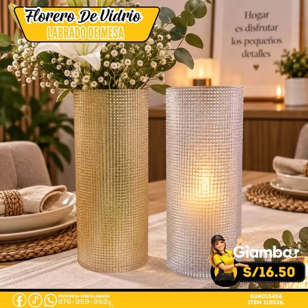 110526 FLORERO DE VIDRIO LABRADO DE MESA