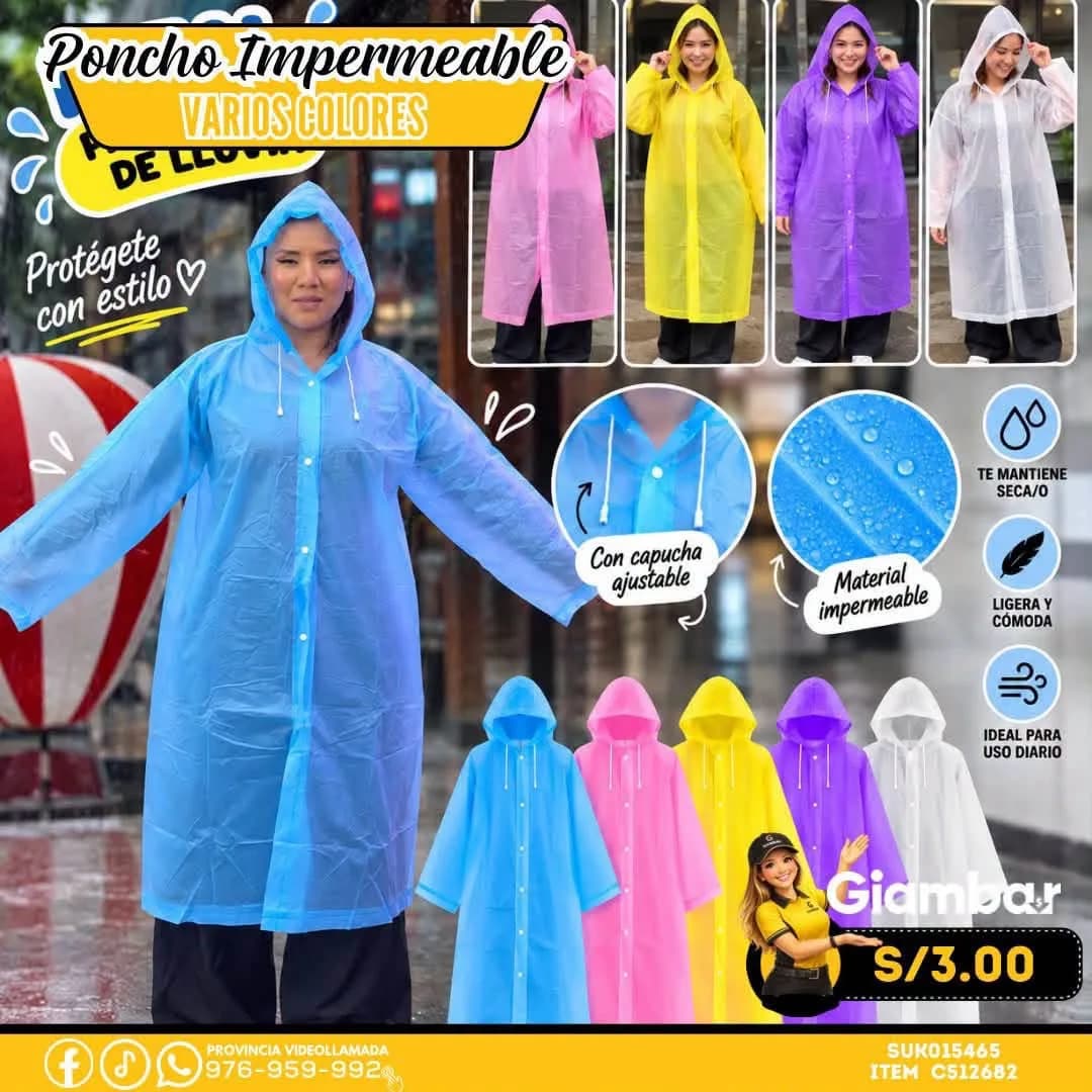 C512682 PONCHO IMPERMEABLE VARIOS COLORES MTHY-00001