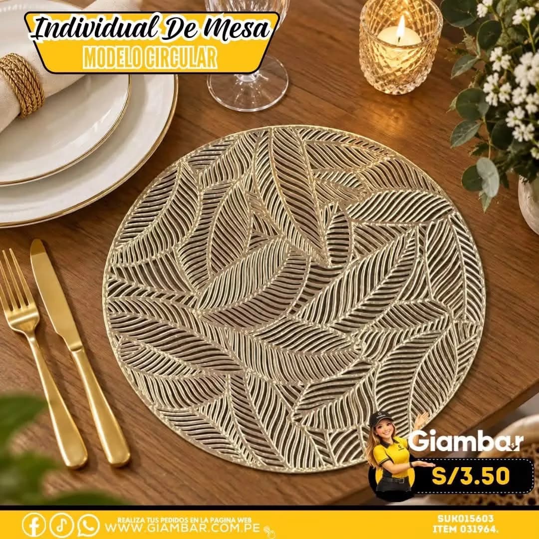 031964 Individual de Mesa Redondo 30x45cm Mod. Hoja CJK-2