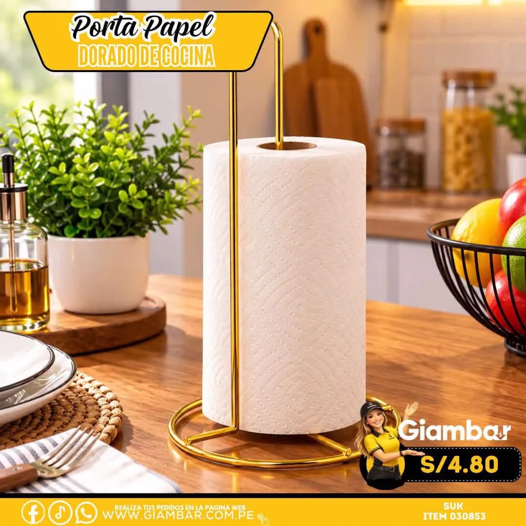 030853 Porta Papel Toalla Gold 15*30 Cm CSLDA2587