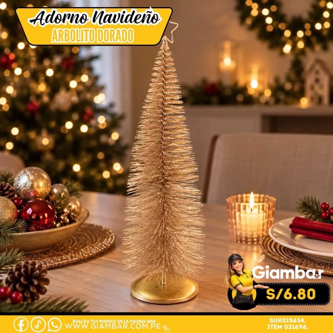 031696 Mini Arbol Navideño Dorado 35cm Christmas Show JH2